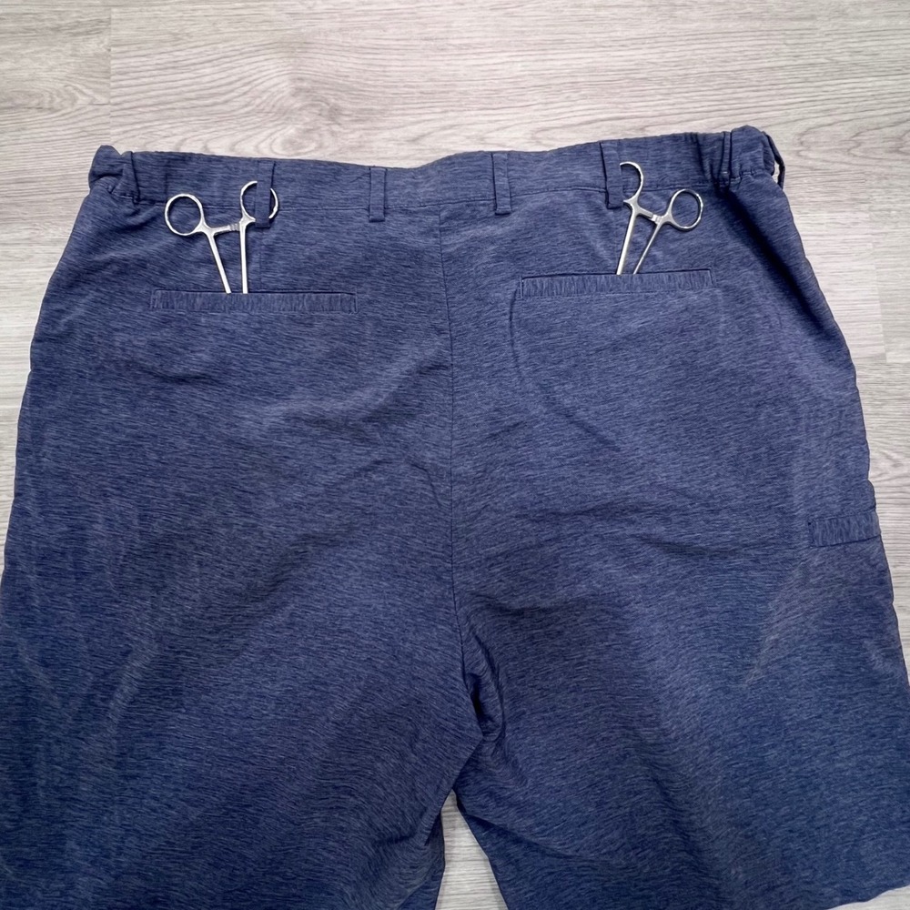Greg Norman Mens Blue Heather Golf Shorts Size 40 Stretch TL111234 Shark Logo - Picture 7 of 16